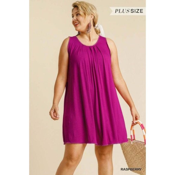Umgee Dresses & Skirts - Umgee Plus Size Raspberry V-Neck Crochet Detail Sleeveless Dress